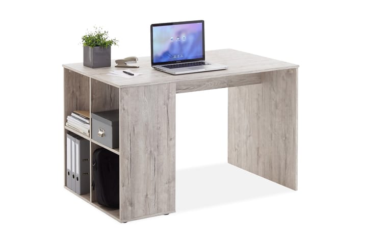 ACCALON Skrivbord 117 cm med Förvaring Hyllor Grå/Natur - Möbler - Hemmakontor - Skrivbord