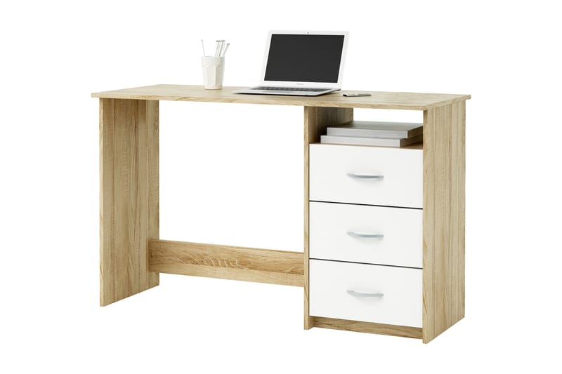 ARISTOTE Skrivbord 123 cm med Förvaring Hylla + 3 Lådor Vit/ - Möbler - Hemmakontor - Skrivbord