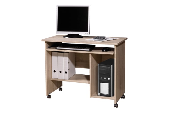 BOOLE Datorbord 90 cm med Förvaring på Hjul Ekdekor/Brun - Möbler - Hemmakontor - Skrivbord