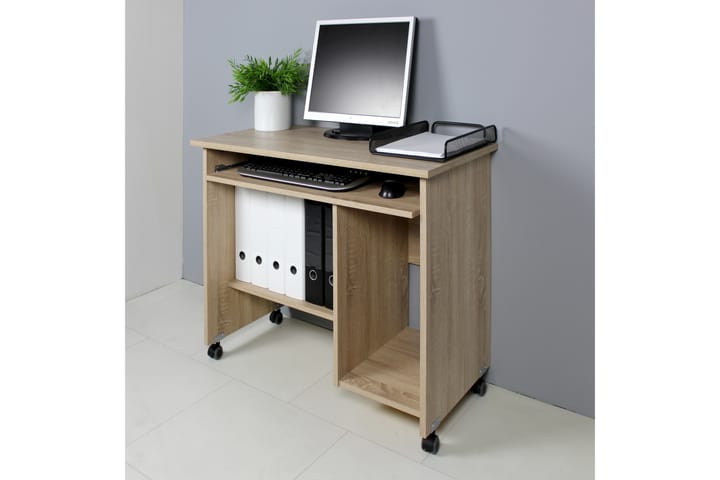 BOOLE Datorbord 90 cm med Förvaring på Hjul Ekdekor/Brun - Möbler - Hemmakontor - Skrivbord