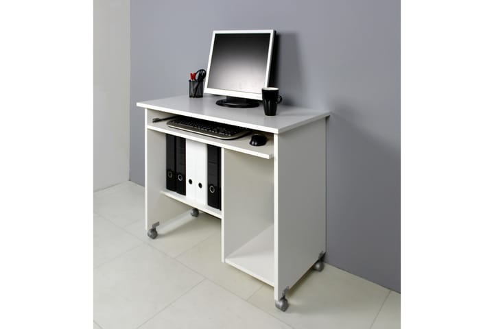 BOOLE Datorbord 90 cm med Förvaring på Hjul Vit - Möbler - Hemmakontor - Skrivbord