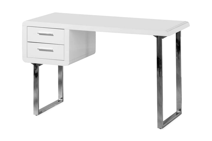 CLAUDE Skrivbord 120 cm med Förvaring 2 Lådor Vit/Krom - Möbler - Hemmakontor - Skrivbord