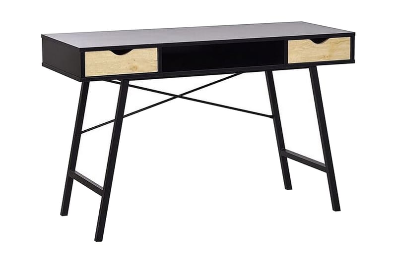 CONNERVILLE Skrivbord 120cm Förvaring Hylla+Lådor Svart/Ljus - Möbler - Hemmakontor - Skrivbord