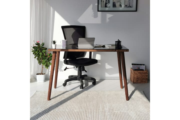 DELARYD Skrivbord 110 cm Glas/Valnötsbrun - Möbler - Hemmakontor - Skrivbord