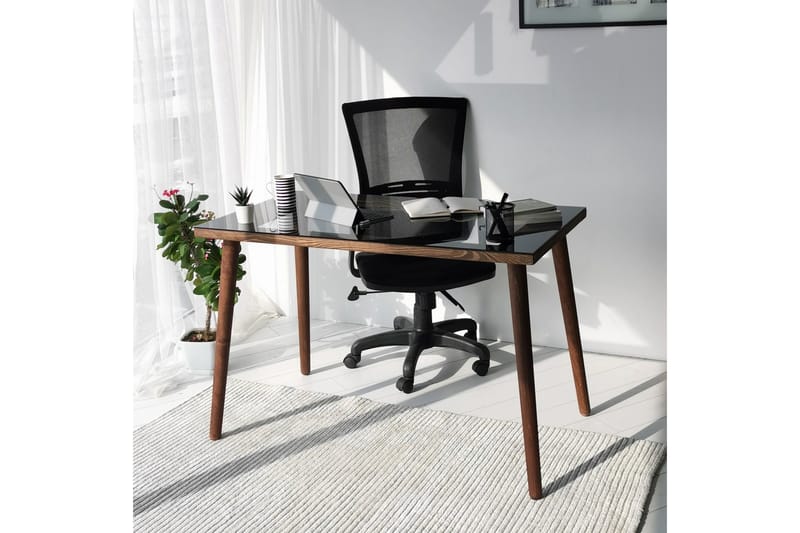 DELARYD Skrivbord 110 cm Glas/Valnötsbrun - Möbler - Hemmakontor - Skrivbord