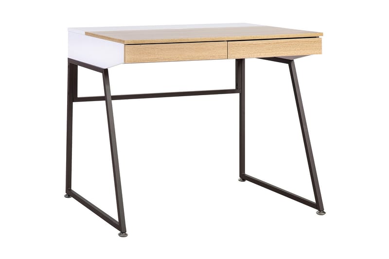 DONNISH Skrivbord 90 cm med Förvaring 2 Lådor Grå/Trä/Natur/