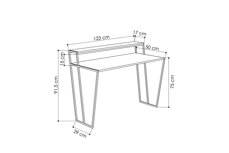ELDGARNSÖ Skrivbord 123 cm med Förvaring Hylla Grå/Svart - Möbler - Hemmakontor - Skrivbord
