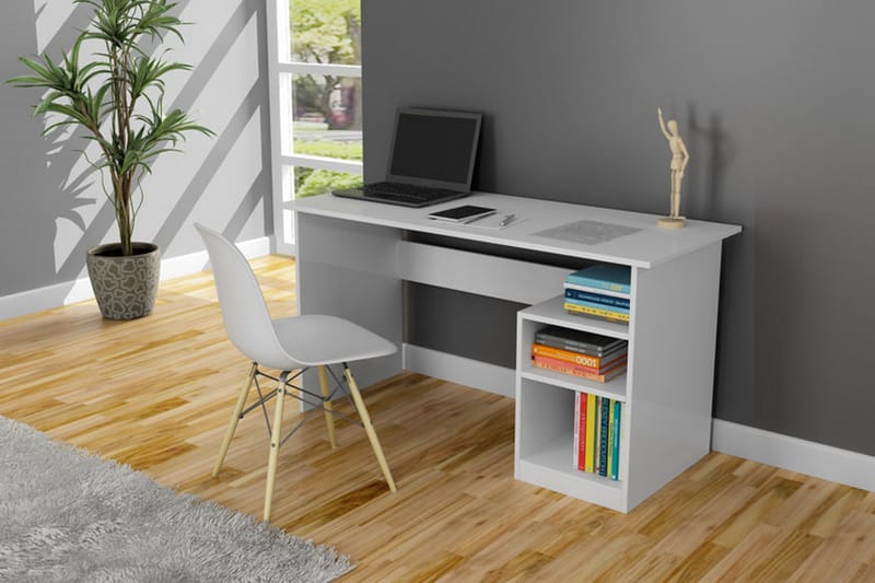 FREDDY Skrivbord 120 cm med Förvaring 2 Hyllor Vit - Vit - Möbler - Hemmakontor - Skrivbord
