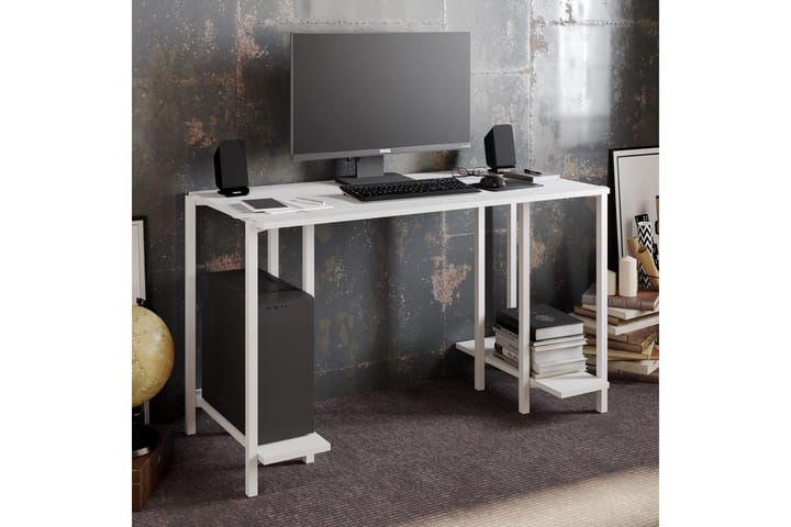 GETTRABO Skrivbord 125 cm med Förvaring 2 Hyllor Vit - Vit - Möbler - Hemmakontor - Skrivbord