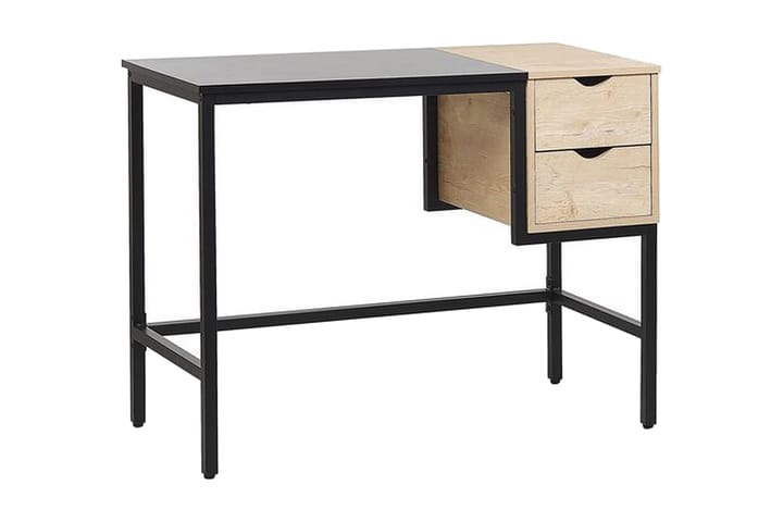 GOLOBO Skrivbord 100 cm med Förvaring 2 Lådor Svart/Ljust Tr - Möbler - Hemmakontor - Skrivbord