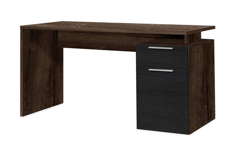 GOSLING Skrivbord 140 cm med Förvaring Låda + Skåp Brun/Svar - Möbler - Hemmakontor - Skrivbord