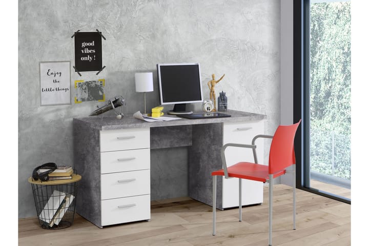 GOSLING Skrivbord 145 cm med Förvaring Skåp+4 Lådor+Hylla Gr - Möbler - Hemmakontor - Skrivbord