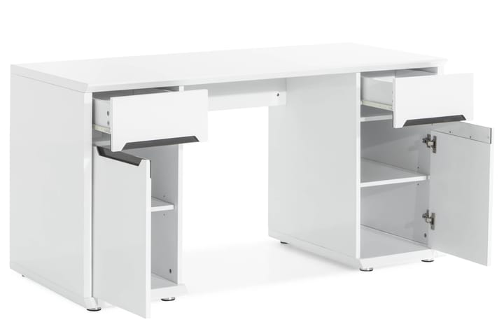 HIGHER Skrivbord 150 cm med Förvaring 2 Lådor+2 Skåp Vit/Sva - Möbler - Hemmakontor - Skrivbord