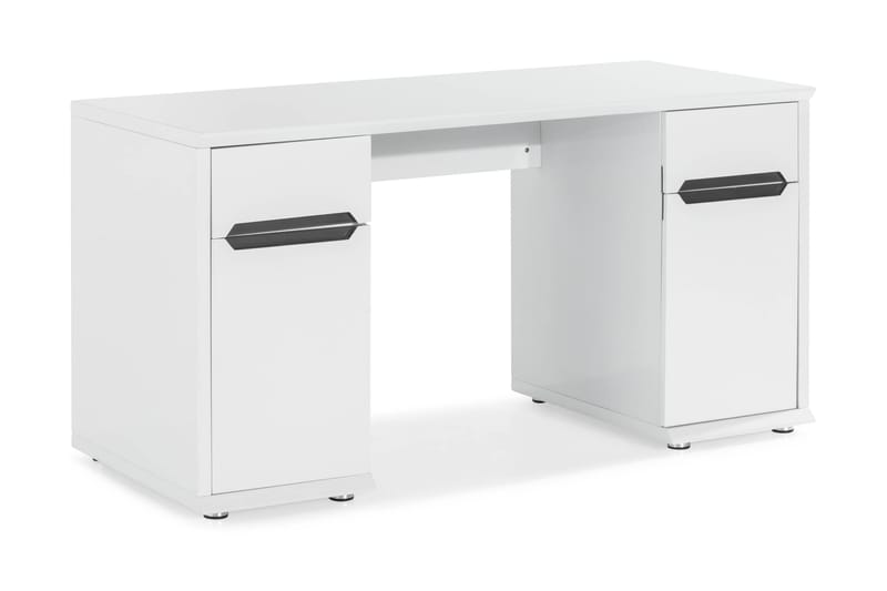 HIGHER Skrivbord 150 cm med Förvaring 2 Lådor+2 Skåp Vit/Sva - Möbler - Hemmakontor - Skrivbord