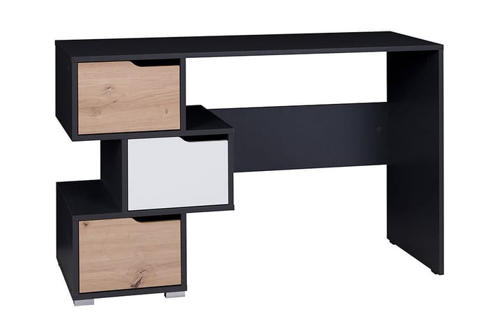 IWAN Skrivbord 120 cm med Förvaring 3 Lådor Grafit/Vit - Svart/Beige/Vit - Möbler - Hemmakontor - Skrivbord