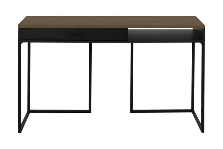 JESUSA Skrivbord 130 cm m Förvaring Låda+Hylla Valnötsfanér/ - Mörkbrun - Möbler - Hemmakontor - Skrivbord