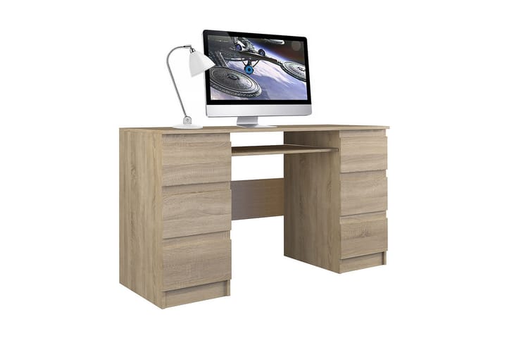 KUBIA Skrivbord 130 cm med Förvaring Lådor Ekfärg/Beige - Beige - Möbler - Hemmakontor - Skrivbord