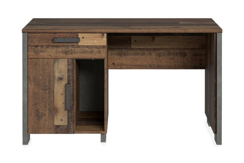 LEVALSA Skrivbord 127 cm med Förvaring Låda + Skåp Brun/Grå - Möbler - Bord