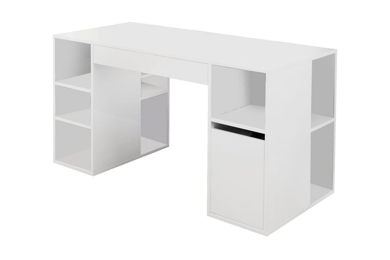 MARLOT Skrivbord 145 cm med Förvaring Hyllor + Lådor Vit - Vit - Möbler - Hemmakontor - Skrivbord