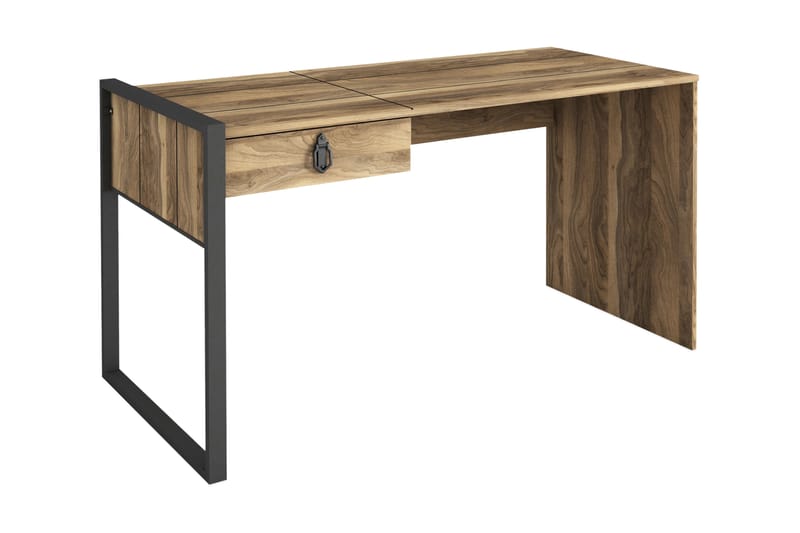 NELINE Skrivbord 124 cm med Förvaring Låda Valnötsbrun - Valnöt - Möbler - Hemmakontor - Skrivbord