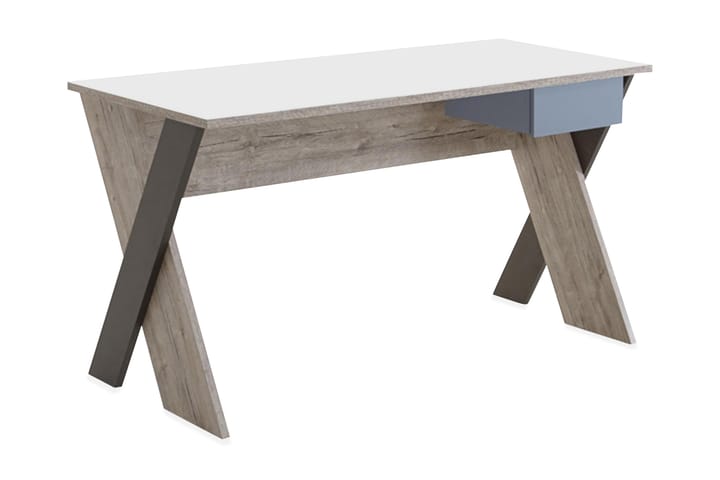 NEVILLE Skrivbord 135 cm med Förvaring Låda Beige/Grå - Möbler - Hemmakontor - Skrivbord