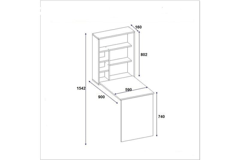 NOVISKI Väggskrivbord 90 cm med Förvaring Hyllor Vit - Möbler - Hemmakontor - Skrivbord
