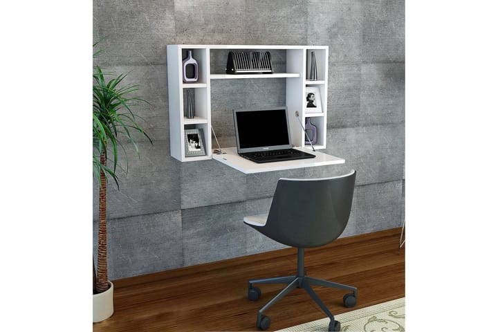 OMEGA Väggskrivbord 90 cm med Förvaring Vit - Homemania - Möbler - Hemmakontor - Skrivbord