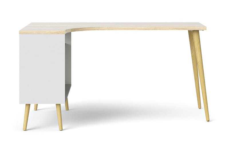 ORINO Skrivbord 145 cm med Förvaring Lådor + Hyllor Vit/Natu - Möbler - Bord