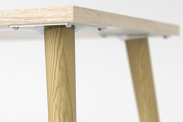 ORINO Skrivbord 145 cm med Förvaring Lådor + Hyllor Vit/Natu - Möbler - Hemmakontor - Skrivbord