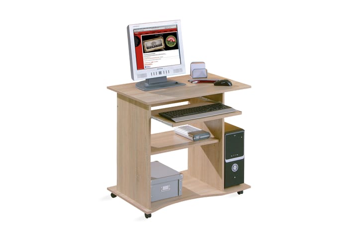 PEPE Datorbord 80 cm med Förvaring Hyllor på Hjul Ljus Ekfär - Möbler - Hemmakontor - Skrivbord