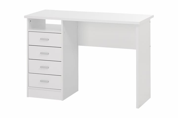 PINZOLO Skrivbord 110 cm med Förvaring Lådor + Hylla Vit - Extra Vit - Möbler - Sovrum - Sängbord
