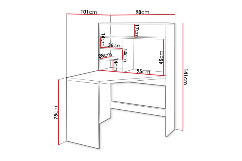 PONTIAN Skrivbord 101 cm Vit - Möbler - Hemmakontor - Skrivbord