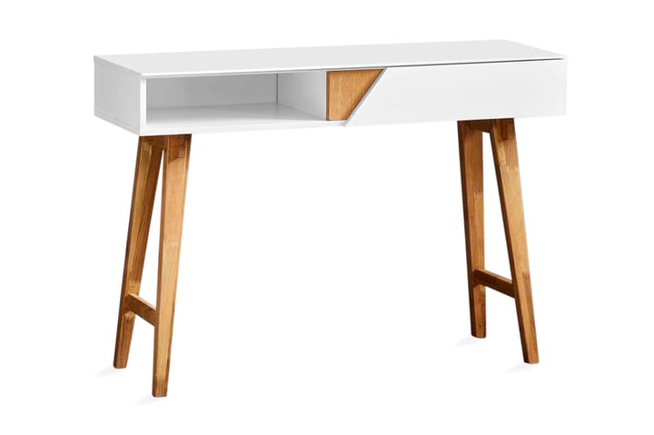 SHERBORNE Skrivbord 110 cm med Förvaring Låda + Hylla Vit/Na - Möbler - Hemmakontor - Skrivbord