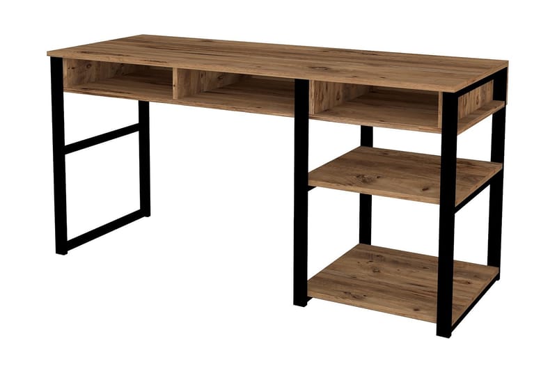 SHESHO Skrivbord 150 cm med Förvaring 5 Hyllor Valnötsbrun/S - Möbler - Hemmakontor - Skrivbord