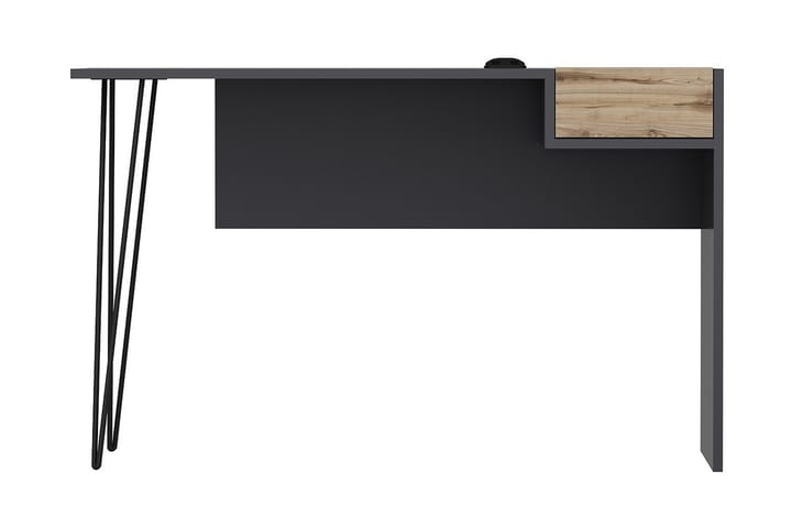Skrivbord 121 cm med Förvaring Låda + 2 USB Valnöt/Antracit - Homemania - Möbler - Hemmakontor - Skrivbord
