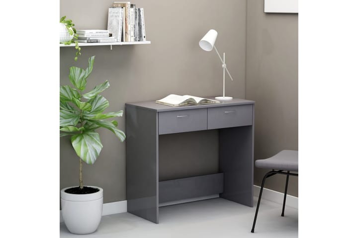 Skrivbord grå högglans 80x40x75 cm spånskiva - Grå - Möbler - Hemmakontor - Skrivbord