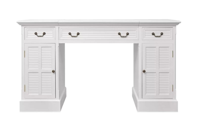 Skrivbord med dubbla piedestaler 140x48x80 cm vit - Vit - Möbler - Hemmakontor - Skrivbord