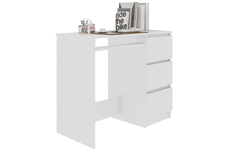 Skrivbord vit högglans 90x45x76 cm spånskiva - Vit - Möbler - Hemmakontor - Skrivbord