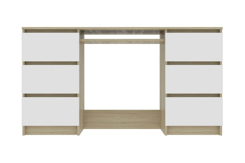 Skrivbord vit och sonama-ek 140x50x77 cm spånskiva - Vit - Möbler - Hemmakontor - Skrivbord
