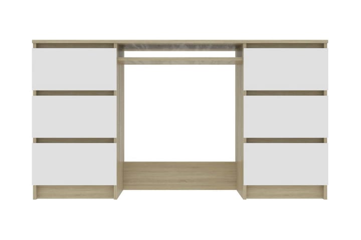 Skrivbord vit och sonama-ek 140x50x77 cm spånskiva - Vit - Möbler - Hemmakontor - Skrivbord