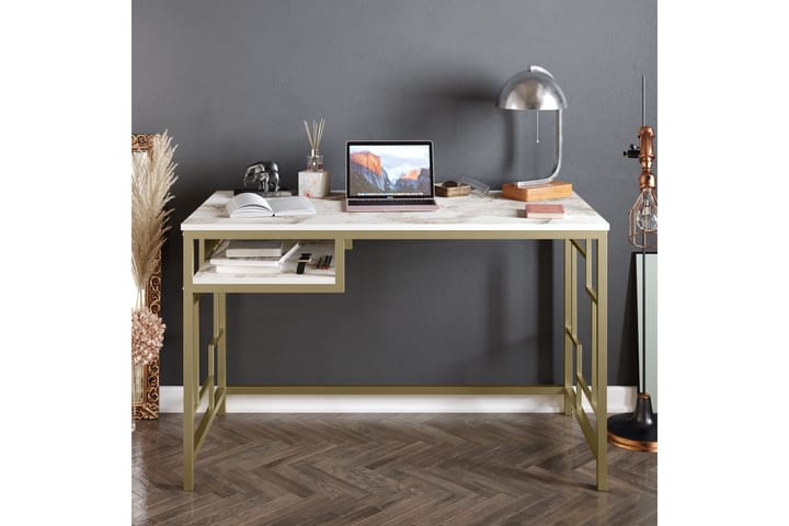 SLOTTSBRINKEN Skrivbord 120 cm med Förvaring Hylla Guld - Möbler - Hemmakontor - Skrivbord