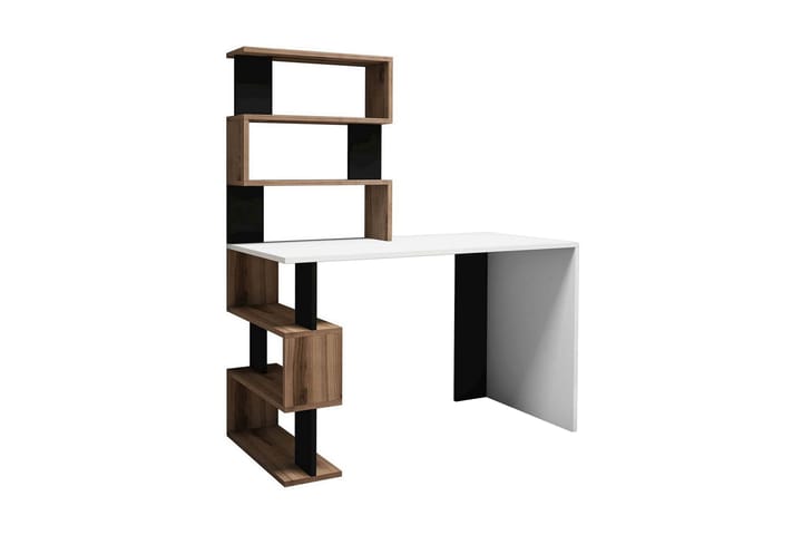 SNAP Skrivbord 120 cm med Förvaring Hyllor Vit/Brun/Svart - Vit/Brun/Svart - Möbler - Hemmakontor - Skrivbord