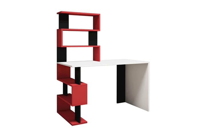 SNAP Skrivbord 120 cm med Förvaring Hyllor Vit/Röd/Svart