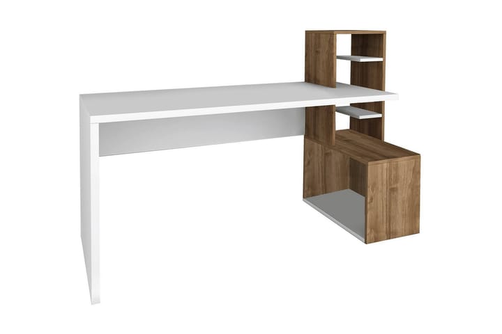 TARAQ Skrivbord 120 cm med Förvaring Vit/Valnötsbrun - Vit/Valnöt - Möbler - Hemmakontor - Skrivbord