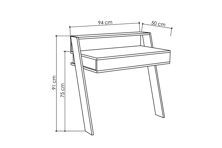 TENSTA Skrivbord 94 cm med Förvaring Låda + Hylla Grå - Möbler - Hemmakontor - Skrivbord