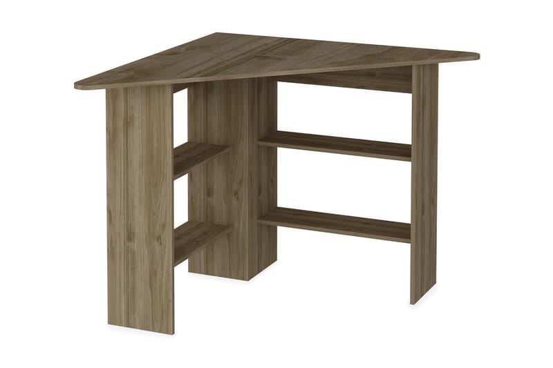 UBJERG Hörnskrivbord 94 cm med Förvaring Hyllor Valnötsbrun - Möbler - Hemmakontor - Skrivbord