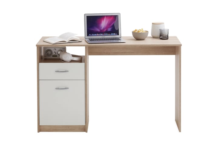 VANORA Skrivbord 123 cm med Förvaring Hylla + Låda + Skåp Vi - Möbler - Hemmakontor - Skrivbord