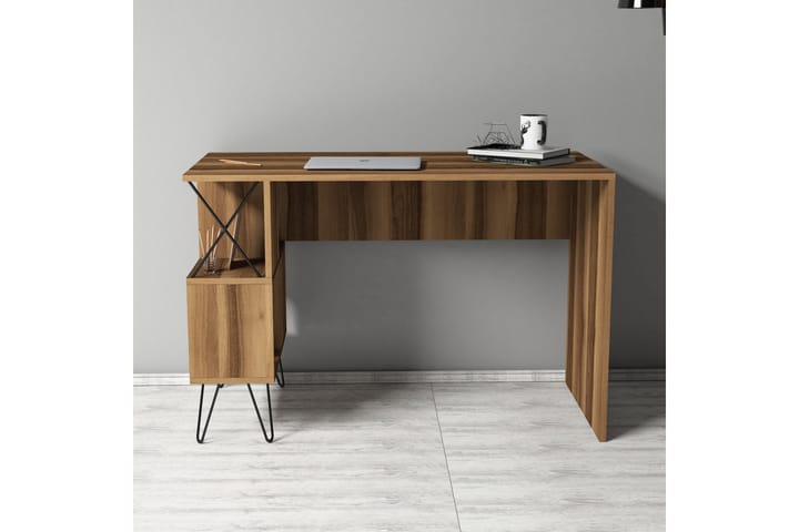 VARRED Skrivbord 120 cm med Förvaring Hylla Brun/Svart - Möbler - Hemmakontor - Skrivbord