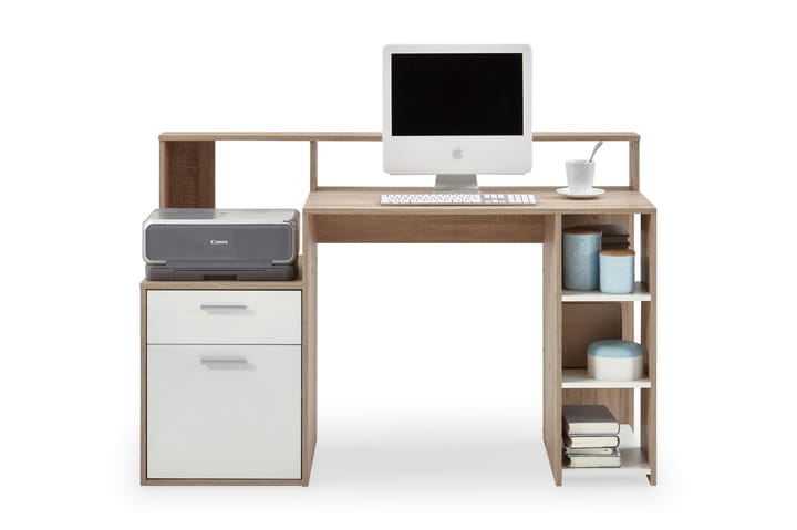 VENITA Skrivbord 139 cm med Förvaring Vit/Ek - Möbler - Hemmakontor - Skrivbord