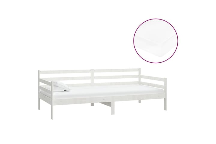 Dagbädd med madrass 90x200 cm vit massiv furu - Vit - Möbler - Sovrum - Dagbäddar